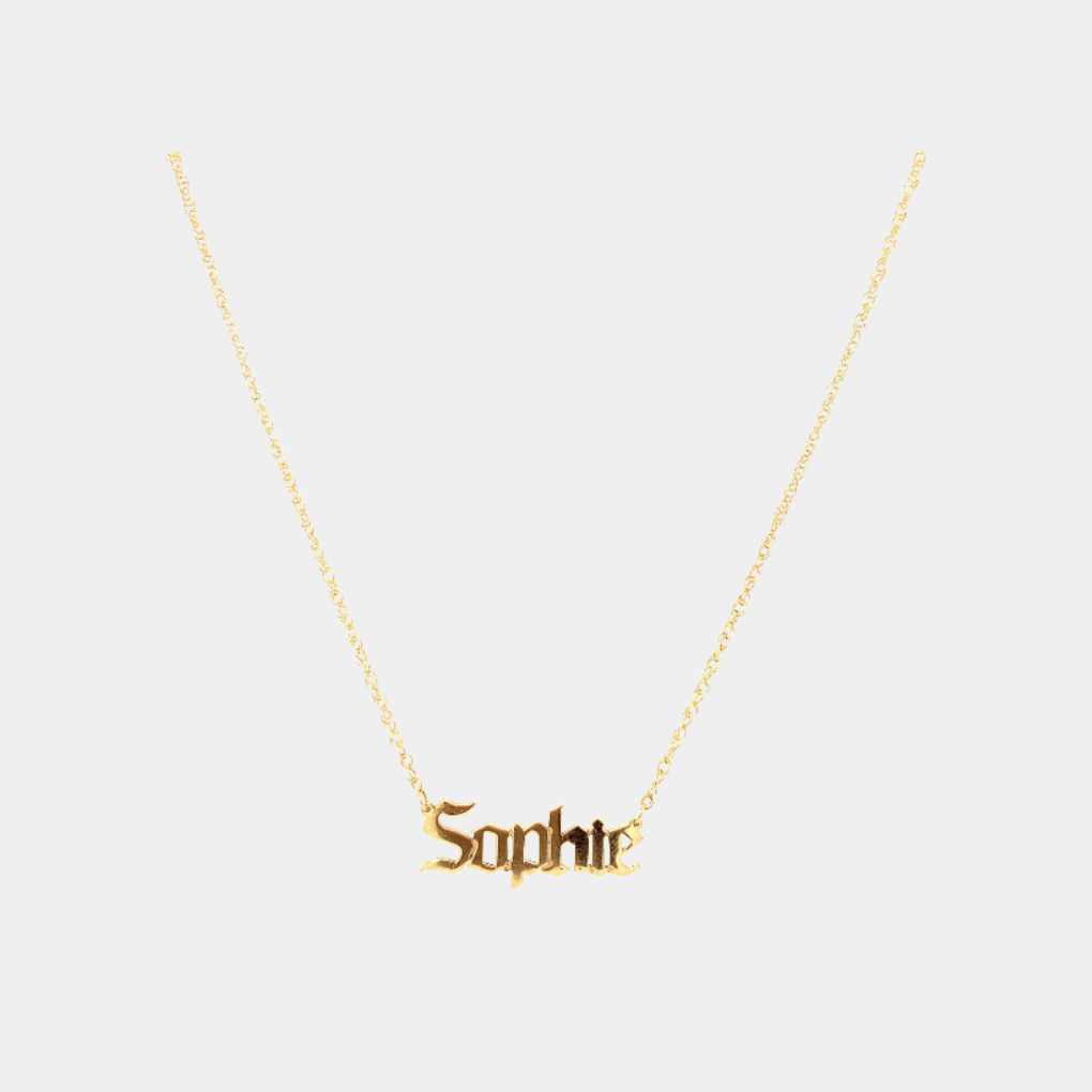 14k Horizontal Nameplate Necklace
