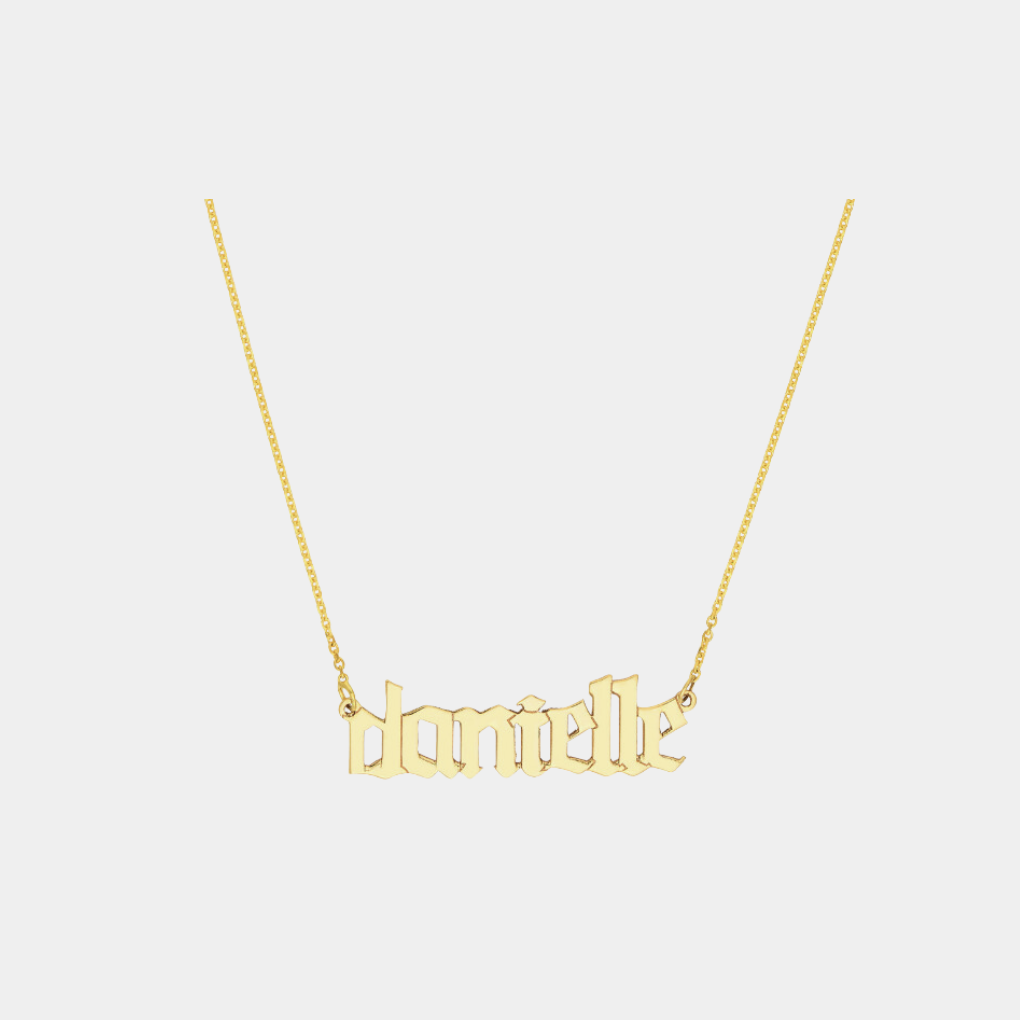 14k Horizontal Nameplate Necklace