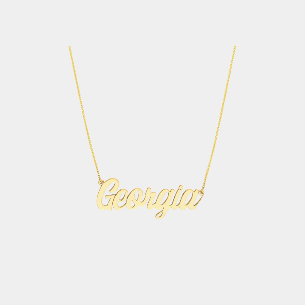14k Horizontal Nameplate Necklace