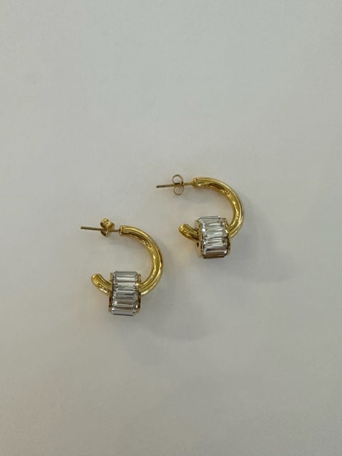 Hoop Earring with CZ Detail