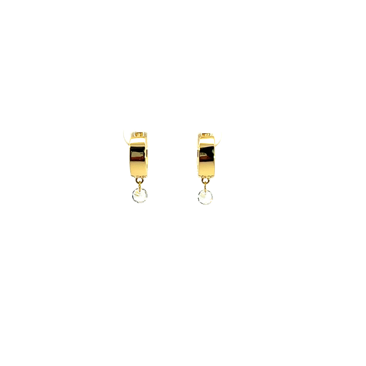 Huggie earring with drop CZ accent