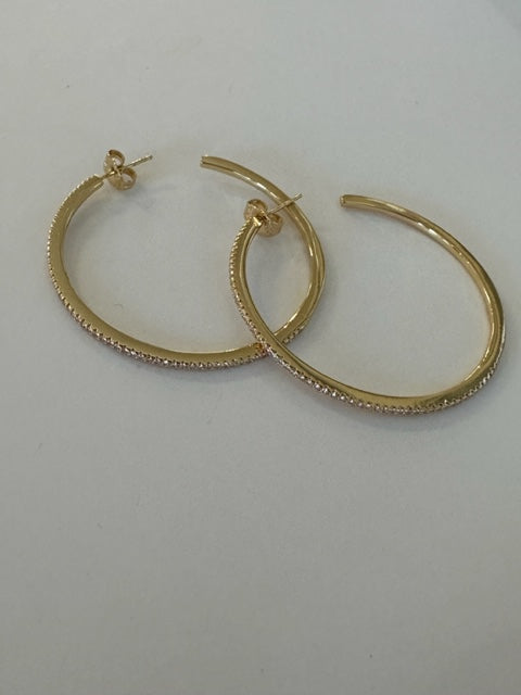 Gold Hoop Earrings with CZ