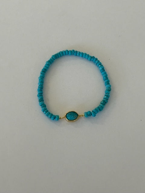 Turquoise Beaded Bracelet with Stone