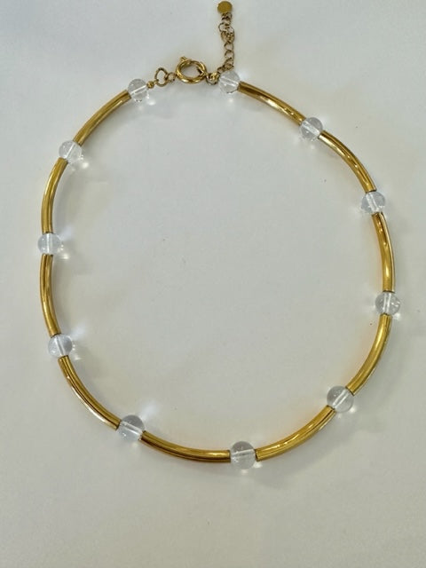 Gold and Crystal Stone Necklace