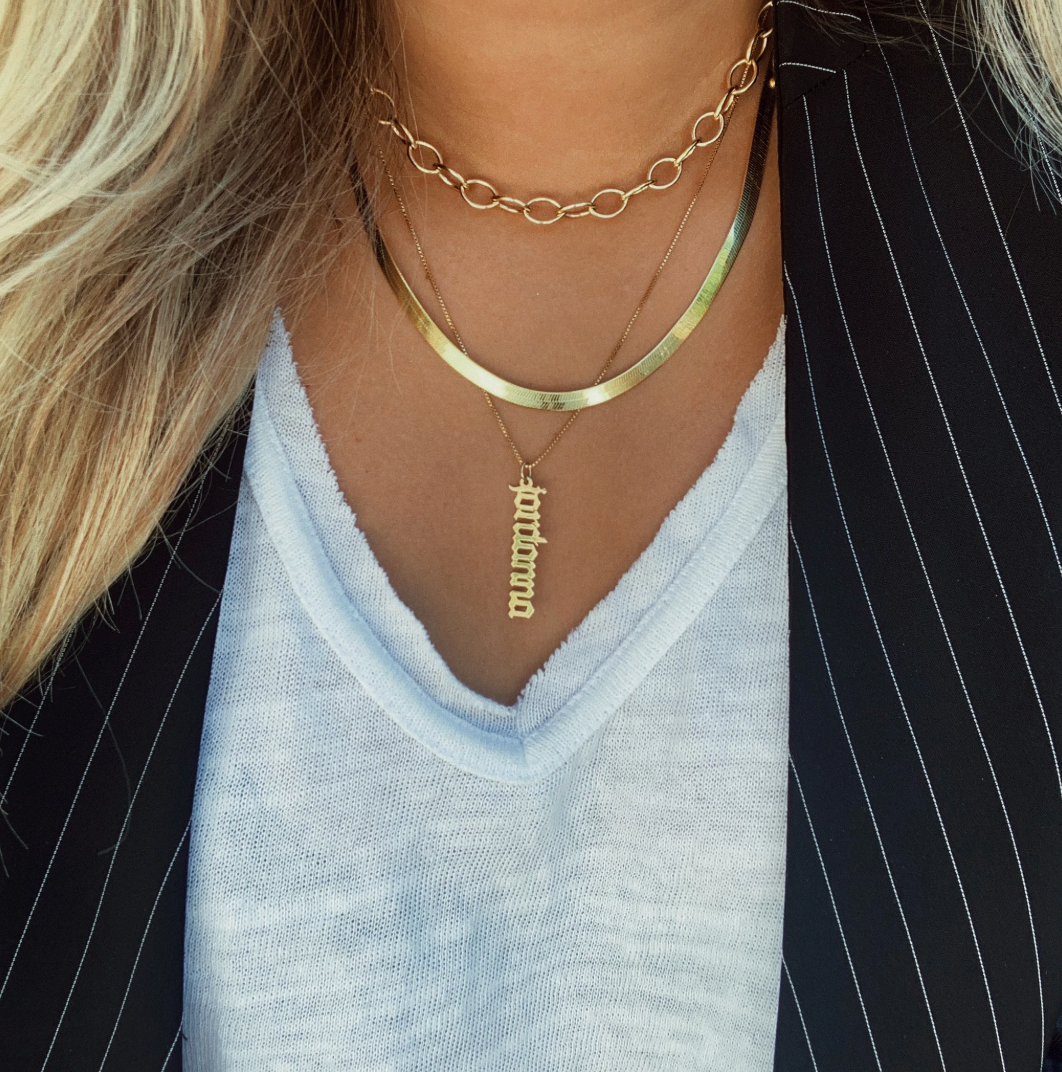 Vertical name necklace gold new arrivals